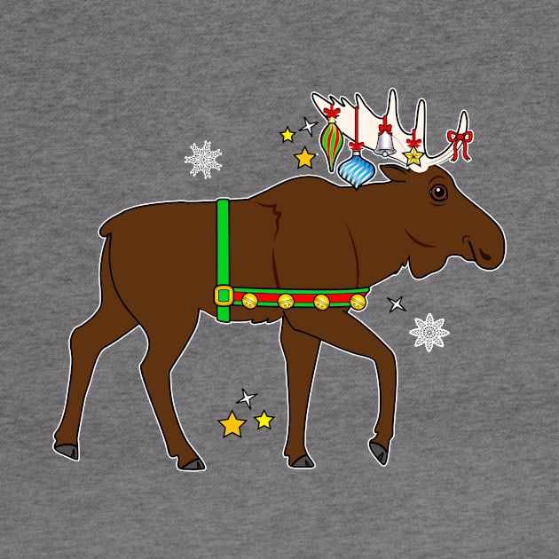 Festive Christmas Holiday Moose by PenguinCornerStore